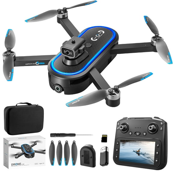 AuroraX Fpv Drone with Screen Built Into The Controller and Camera 1080p Brushless Hover Drones with 3 Speed Modes 3d Flips One Key Take Off/Land Foldable Quadcopter Toy Gift for Adults Boys Girls