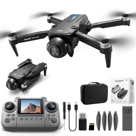 AuroraX Fpv Drone with Screen Built Into The Controller and Camera 1080p Brushless Hover Drones with 3 Speed Modes One Key Take Off/Land Foldable Quadcopter Toy Gift for Adults and Boys Girls