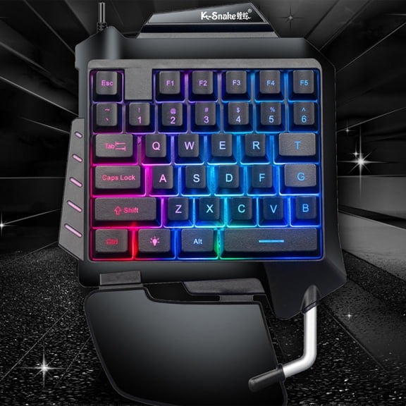 AuroraX Gaming Keyboards for Computers: Gaming Keypads with RGB Lighting,Ergonomic,Anti-Ghosting,One-Handed Layout Black