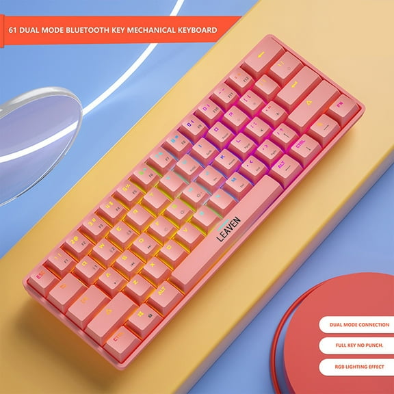 AuroraX Gaming Keyboards for Computers Mechanical Keyboards with RGB Backlit,Compact,Blue Switches,and Wired Connection for Keyboards Pink