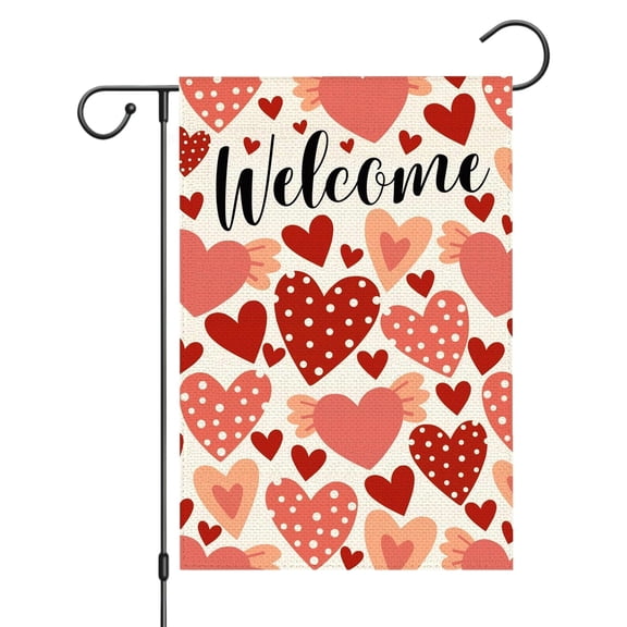 AuroraX Garden Flags for Outside Double Sided Wedding Party Summer 12.5x18 inch Welcome Yard Flag Burlap Garden Decor