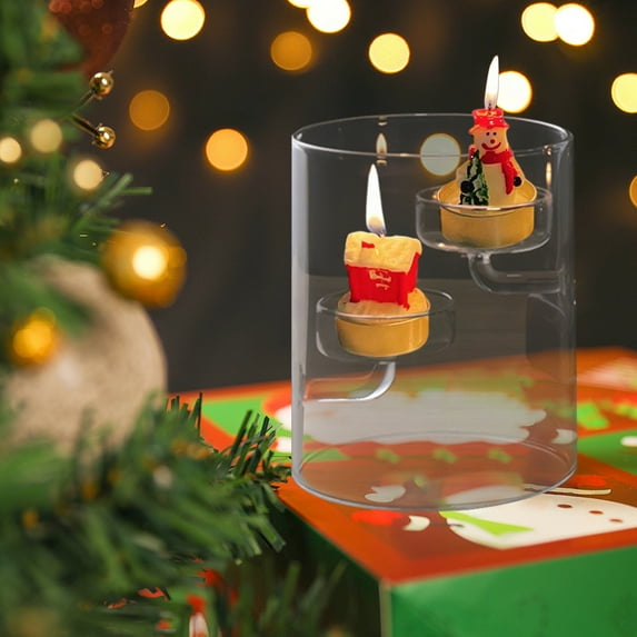 AuroraX Glass Hurricane Candle Holder 2 Arm Candlestick Holders Elegant Decorative Romantic Rustic Vintage Candle Stand Valentines Day Table Centerpieces Dining Wedding Decor