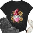 thumbnail image 1 of AuroraX Gnome Graphics T-Shirts for Women,Short Sleeve Black Crew Neck Loose Fit Women's Tops Holiday Valentines T Shirts Gift for Women, 1 of 8