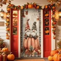 AuroraX Gnomes Thanksgiving Decorations Large Indoor 78x35 Inches Pumpkin Door Cover Wall Decals Festive Party Holiday Thanksgiving Decor