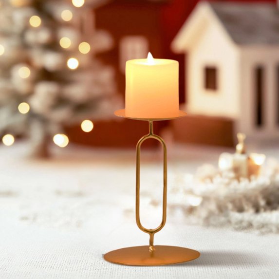AuroraX Gold Tall Pillar Candle Holder Metal Modern O Shape Double Candlestick Holders Romantic Decorative Elegant Vintage Rustic Candle Stand Valentines Day Table Centerpieces Dining Wedding Decor