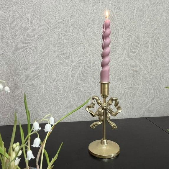 AuroraX Gold Valentine'S Day Tall Bow Taper Candle Holder Metal Candlestick Holders Rustic Romantic Decorative Elegant Vintage Candle Stand Valentines Day Table Centerpieces Dining Wedding Decor