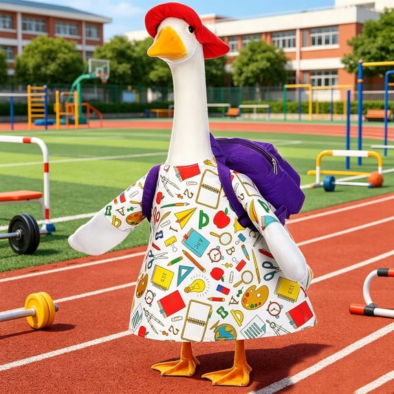 AuroraX Goose Clothes for Porch Goose Back to School Goose Outfit for Cement Goose 19 inch 17 inch Summer Seasonal Yard Lawn Garden Decor Porch Goose Accessories Purple