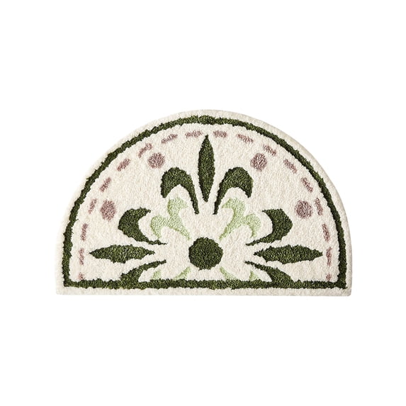 AuroraX Green Bath Rugs for Bathroom Floor Non Slip,Absorbent Single Quick Drying Machine Washable Floral Shower Rugs for Bathroom Shower Mats for Inside Shower