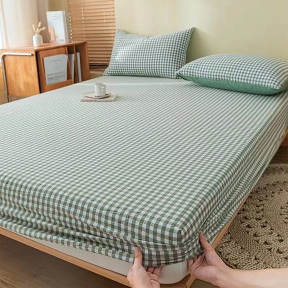 AuroraX Green Bed Sheets Queen Size Double Bed Sheet,400 Thread Count Cotton and Linen Deep Fitted Sheets Sold-Separately