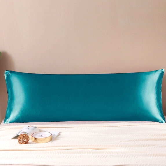 AuroraX Green Pillow Cases 20x53 Inch Breathable Cooling Technology Satin Silk Pillow Cover Zip Closure Cozy Softer Solid Improving Sleep