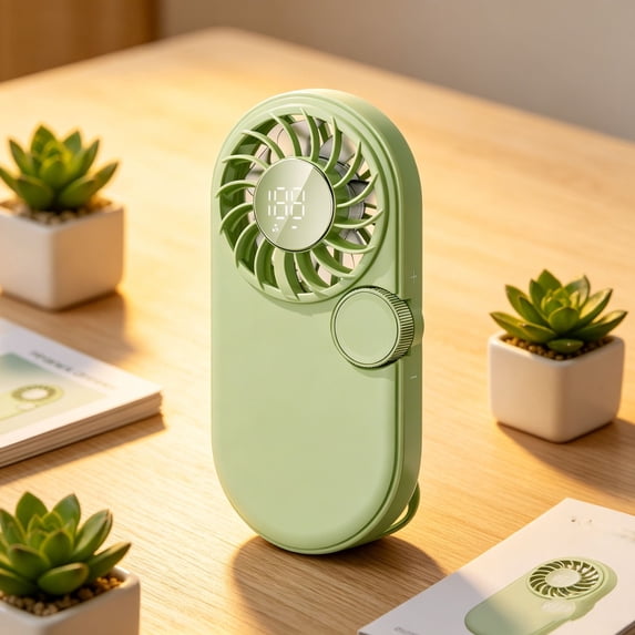 AuroraX Green Portable Pocket Fan Rechargeable Mini Handheld Fan Rechargeable Lightweight Battery Operated Quiet Fans for Wedding Guests