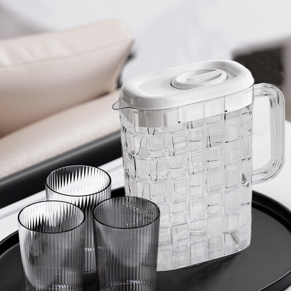 AuroraX Half Gallon Pitcher with 3 Cups , Lemonade Sun Tea Jar Leakproof Airtight 1/2 Gallon Plastic Water Pitcher with Lid and A Handle for Wedding Party