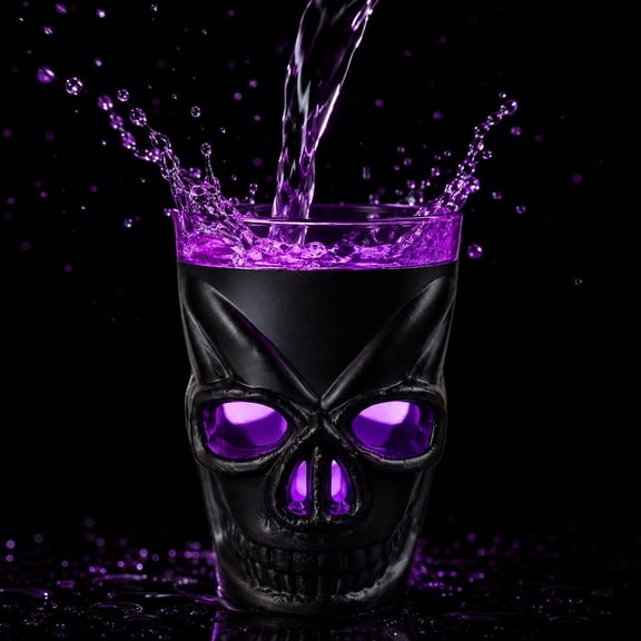 AuroraX Halloween Glow in the Dark Skull Shot Glasses Luminous Skull Drinking Cups Bar Spooky Plastic Club Halloween Party Decorations Black