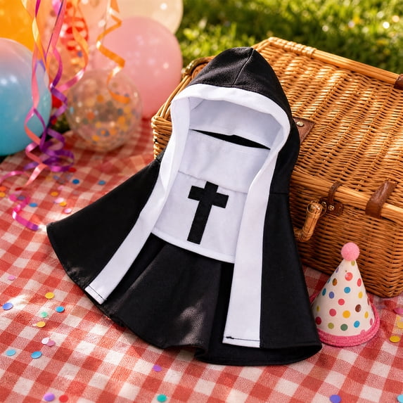 AuroraX Halloween Nun Pet Costume Dog Costumes Halloween Small Lightweight Hooded Washable Dark Pet Halloween Costumes Black