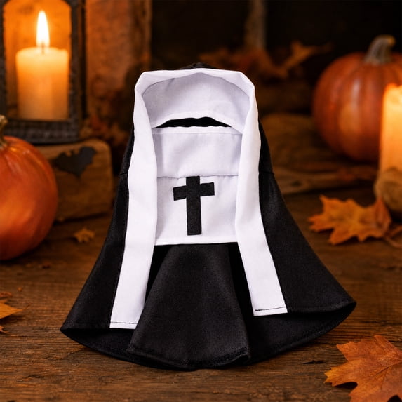 AuroraX Halloween Nun Pet Costume Dog Costumes Halloween Small Washable Hooded Dark Lightweight Pet Halloween Costumes Black