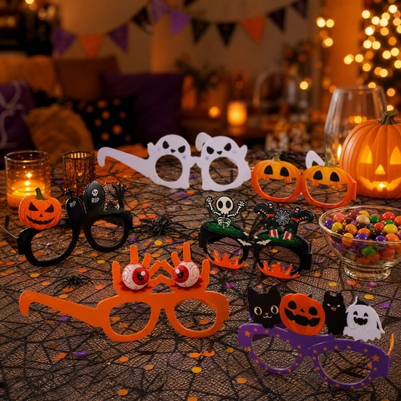 AuroraX Halloween Party Glasses Pumpkin Ghost Eyeglasses Colorful 6 Pack Funny Spooky Cute Halloween Party Decorations for Adults