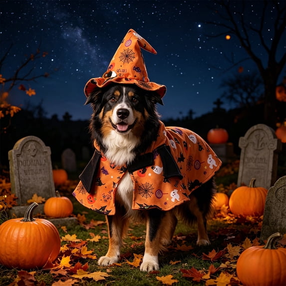 AuroraX Halloween Pet Cloak Hat Set Dog Costumes Halloween Small Lightweight Soft Cozy 2 Pieces Adjustable Pet Party Photo Props National Dog Day Orange