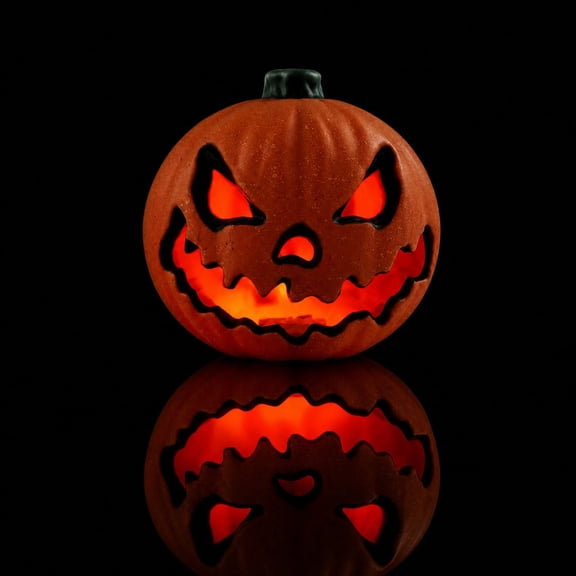 AuroraX Halloween Pumpkin Resin Lantern Hollow LED Pumpkin Lamp Timer Light Up Battery Operated Waterproof Halloween Yard Decoration Orange