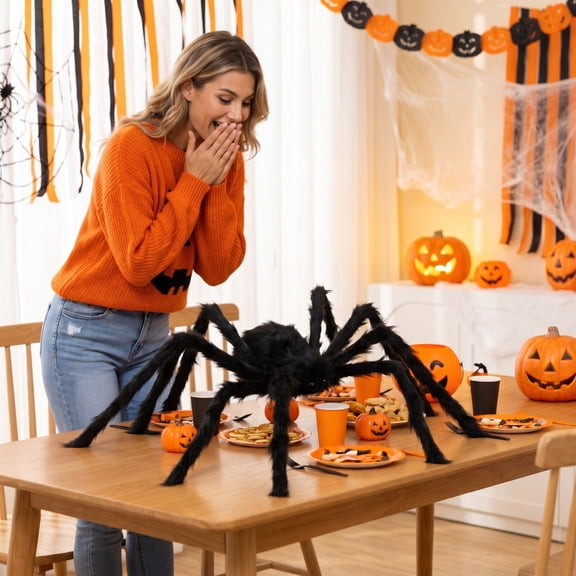 AuroraX Halloween Spider Decor Halloween Climbing Spider Animated Hanging Battery Operated Sound Activated Halloween Home Decoration Black