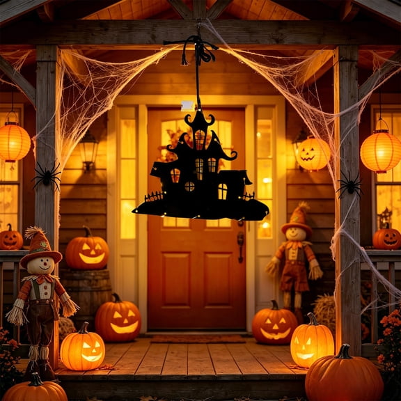 AuroraX Halloween Window Pendant Lights LED Halloween Decorative Lights Cute Color Changing Battery Operated Indoor Halloween Window Light Decor Black
