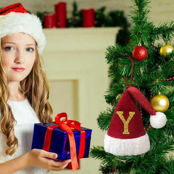 AuroraX Hanging Christmas Decoration Cloth Crafts Diy Minimalist Keepsake Ornaments Creative Pastel Decorative Christmas Hat with Lettering for Tree Decoration,Birthday Gifts Decor