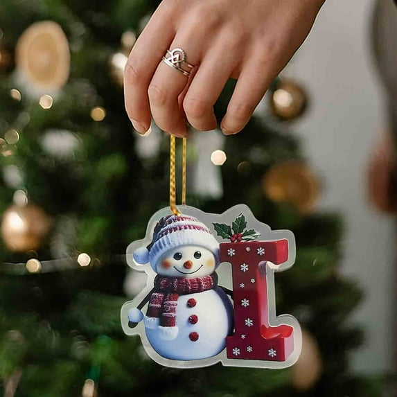 AuroraX Hanging Christmas Decoration Set 26 Pcs Minimalist Plastic Xmas Ornaments Pastel Crafts DIY 2025 Snowman Alphabet Shape for Xmas Gifts,Tree Decoration Decor