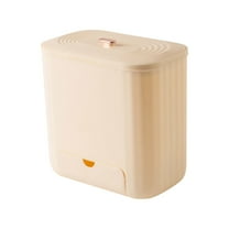 AuroraX Hanging Kitchen Trash Can with Lid Beige 2.1 Gallon Wastebasket Odor Shield Minimalist Plastic Trash Bin for Compact Spaces