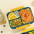 thumbnail image 1 of AuroraX Hard Plastic Inside Lunch Boxes for Men,Cooler Sturdy Blue Work 2 Compartment Snack Containers with Forks,Keep Food Warm Square Microwave Safe Ourdoor Camping, 1 of 6