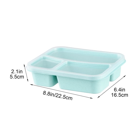 AuroraX Hard Plastic Inside Lunch Boxes for Men,Cooler Sturdy Work Snack Containers with Lids,Microwave Safe Divided 3 Compartments Square Ourdoor Camping Green