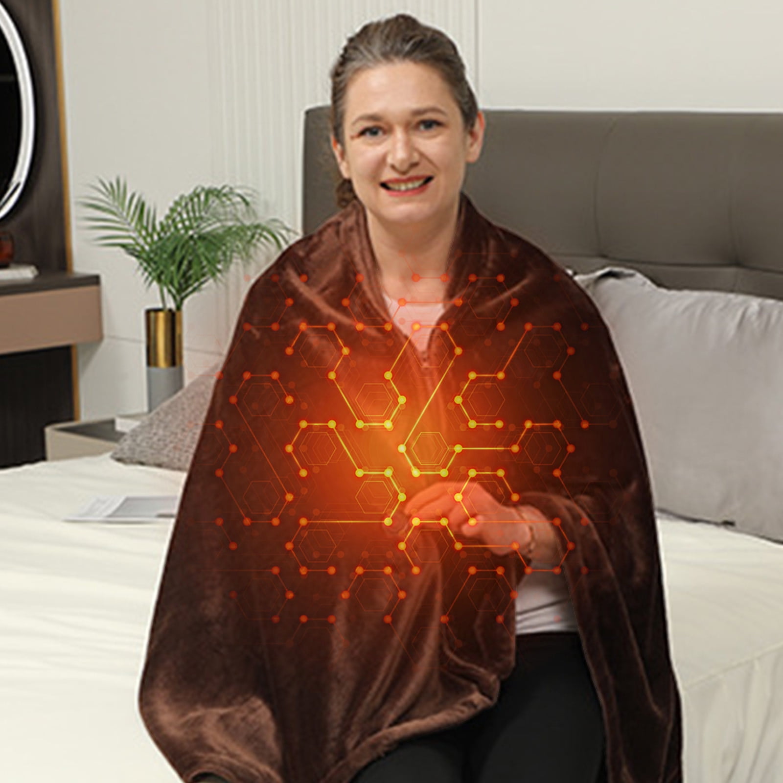 AuroraX Heated Blanket USB Throw Electric Blanket,Flannel Sherpa 59"x31" Fast Heating Electric Throw with Heating Levels for,Office Car Outdoor