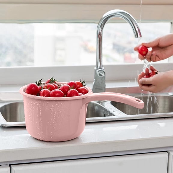 AuroraX Heavy Duty Plastic Water Ladle Plastic Water Ladle for Kitchen Thickened Multipurpose Bathing Hair Rinsing Portable Water Ladle with Hanging Hole Pink