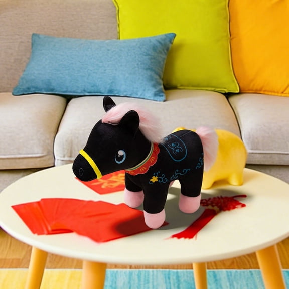 AuroraX Horse Stuffed Animals,Cute Soft Small Plush Toys Doll,2026 Party Home Decorations(Black)