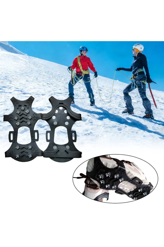 Ice Crampons for Hiking Boots,Traction Anti-Slip Cleats Ice Grippers for Shoes for Climbing Walking on Snow Ice Footwear 11 Studs Black M