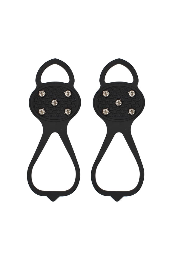 Ice Crampons for Hiking Boots,Traction Anti-Slip Cleats Ice Grippers for Shoes for Men Snow Shoveling Outdoor Footwear 5 Spikes Black