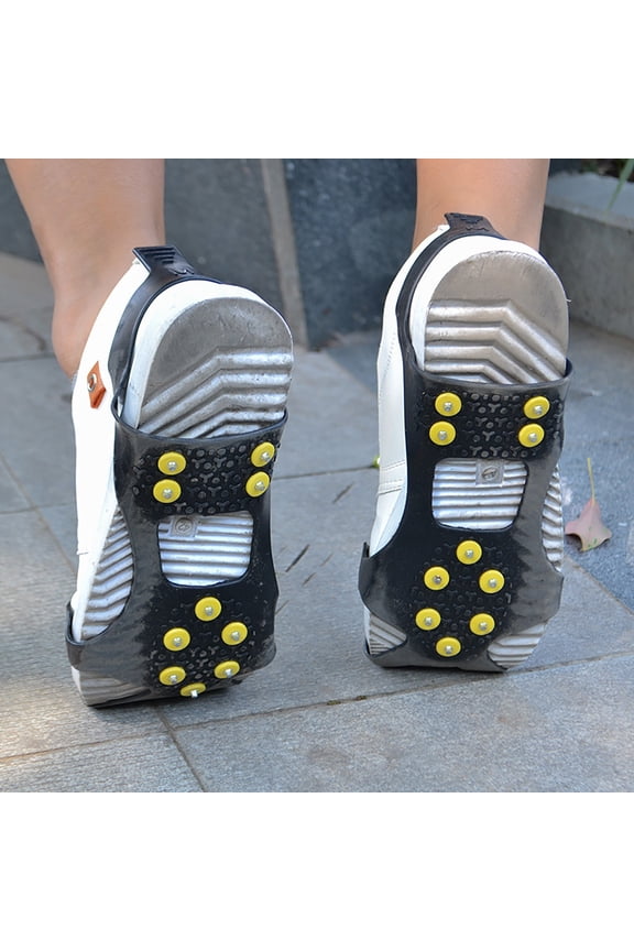 Ice Spikes for Boots Women Men,Non-Slip Snow Traction Shoe Ice & Snow Grips for Walking on Snow Ice Climbing Outdoor 10 Spikes Black M