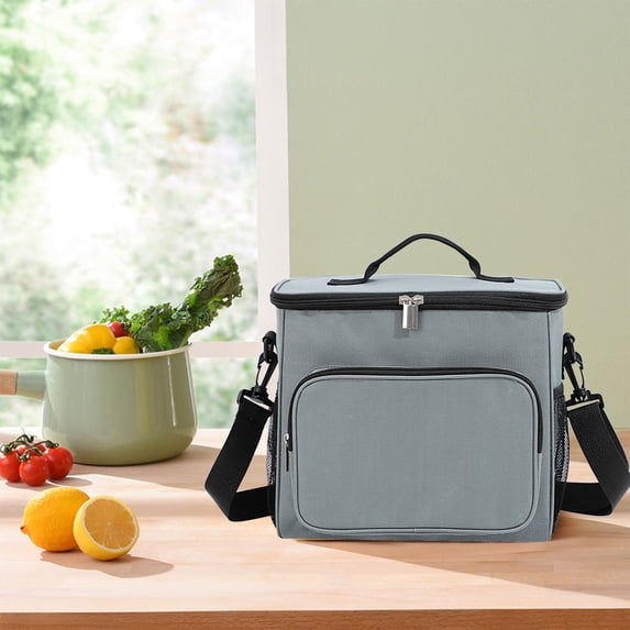AuroraX Insulated Lunch Bag Tote Large 24 Cans Soft Portable Cotton Lunch Box for Women,Men Dark Gray Easy-To-Clean Storage Bags for Work School Travel