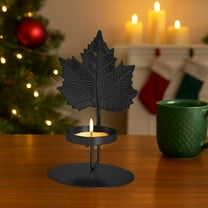 AuroraX Iron Candle Holder Decor,Fall Black Decorations,Decorative Leaf-Shaped Tray Candle Holder,Xmas Table Centerpiece Home Dining Room Decor