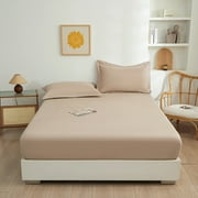 AuroraX King Size Bed Sheets Cotton Double Bed Sheet Sold-Separately,Deep 400 Thread Count Cooling Fitted Sheets for Summer Residential Bedroom