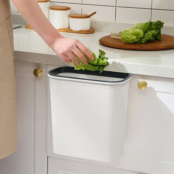 AuroraX Kitchen Trash Can Wall Mounted 2.6 Gallon Garbage Can Plastic Stylish Contemporary Trash Bin for Compact Spaces