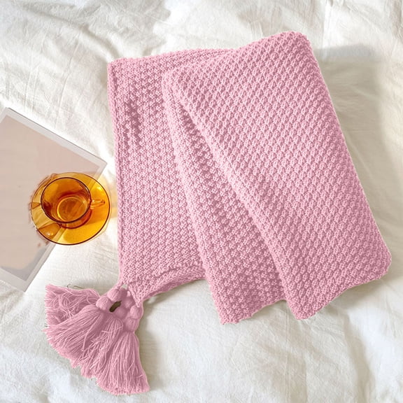 AuroraX Knitted Throw Blanket for Couch Pink Beachy Summer Throw Blanket,28"x39" Acrylic Boho Decor Bedroom Ideal for Bath Towels