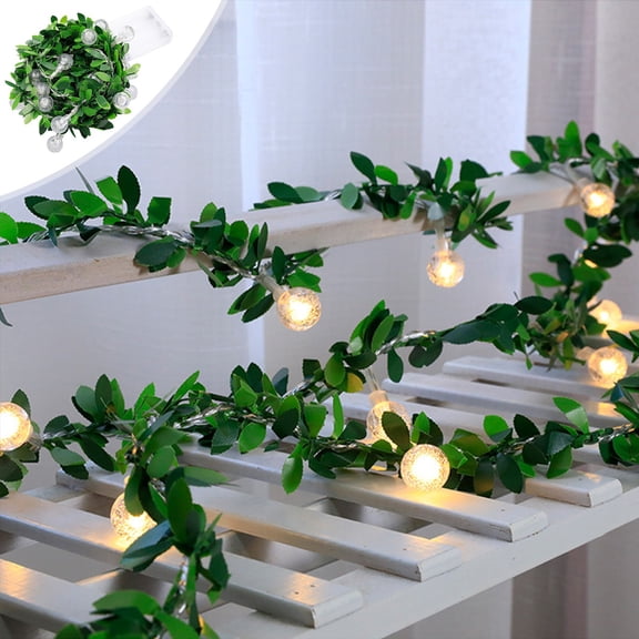 AuroraX LED Faux Foliage Rattan String Lights Battery Operated Green Vine Fairy Lights Waterproof UV Resistant Fade Resistant Indoor Outdoor Garden Party Decoration Green