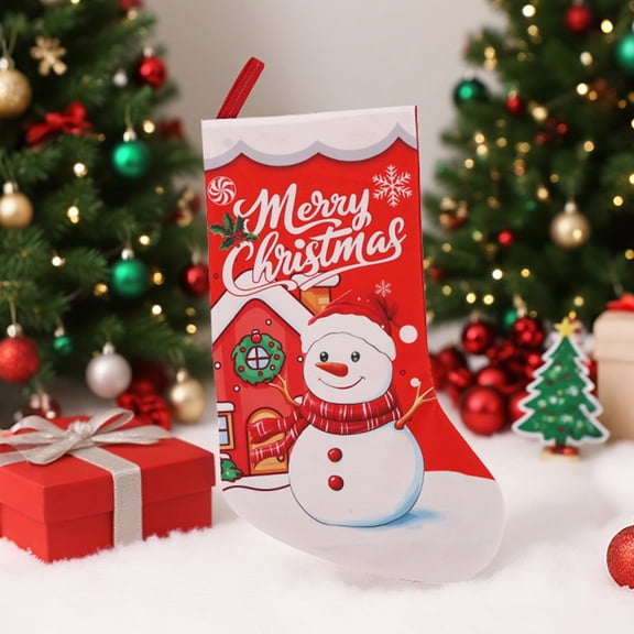 AuroraX Large Vintage Christmas Stockings Xmas Stocking 17" Candy Stocking Bag for Gifts Decor(Red)