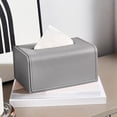 thumbnail image 1 of AuroraX Leather Tissue Box Cover Facial Tissue Dispenser Holder Modern Decorative Black Rectangle Tissue Box for Living Room Gray, 1 of 6