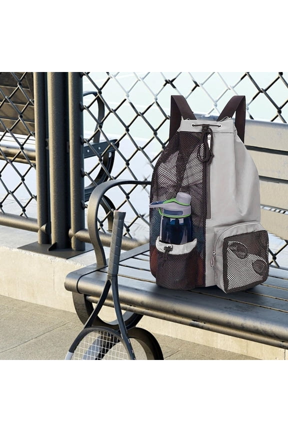 Lightweight Drawstring Backpack for Men,Mesh Small Beach Backpack for Personal Item,Gray Hiking Backpack