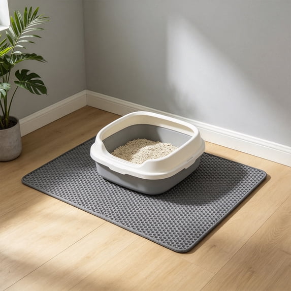 AuroraX Litter Mat for Indoor Cats Cat Litter Box Mat Accessory Urine-Proof Soft Waterproof Washable Pet Litter Supplies for Home Gray National Dog Day International Cat Day