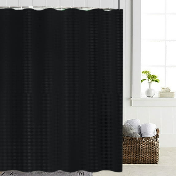AuroraX Long Shower Curtains 72" x 78" Solid Fabric Bath Curtain Black Mildew Resistant Boho Waterproof Abstract Neutral Bathtub Cortinas for Bathroom Decor