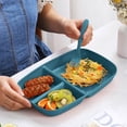 thumbnail image 1 of AuroraX Lunch Box Containers 28 oz Portable 3 Compartments Plastic Food Lunch Box for Adults Green BPA-Free Microwave Safe Leak-Proof Snack Storage Boxes for Office Picnic Travel, 1 of 7