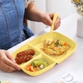 thumbnail image 1 of AuroraX Lunch Box Containers 28 oz Portable 3 Compartments Plastic Food Lunch Box for Adults Yellow Leak-Proof BPA-Free Microwave Safe Snack Storage Boxes for Office School Travel, 1 of 7