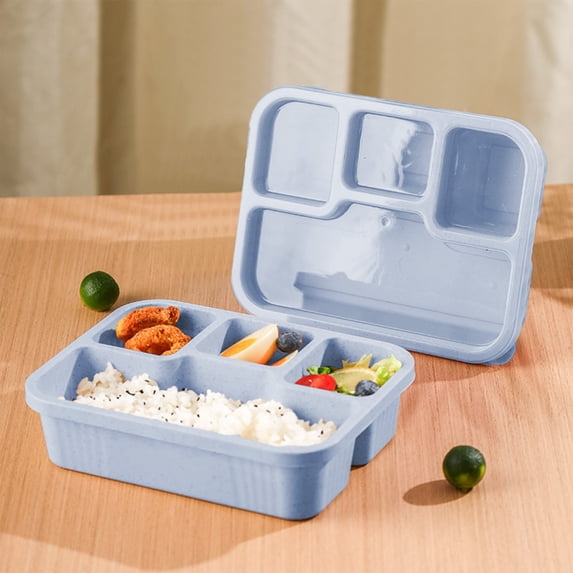 AuroraX Lunch Box Containers 35 oz Portable Airtight Freezable 4 Compartments Plastic Bento Lunch Box for Women,Blue Microwave Safe BPA-Free Food Storage Boxes for Travel School Picnic