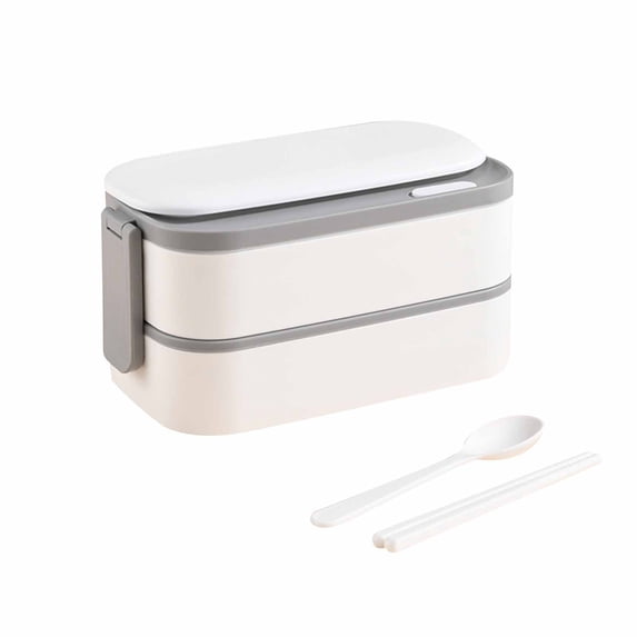 AuroraX Lunch Box Containers Large 40 oz Portable Cute 2-Layer Freezable Stainless Steel Bento Lunch Box for Women,Men White Microwave Safe BPA-Free Food Storage Boxes for Travel Office School